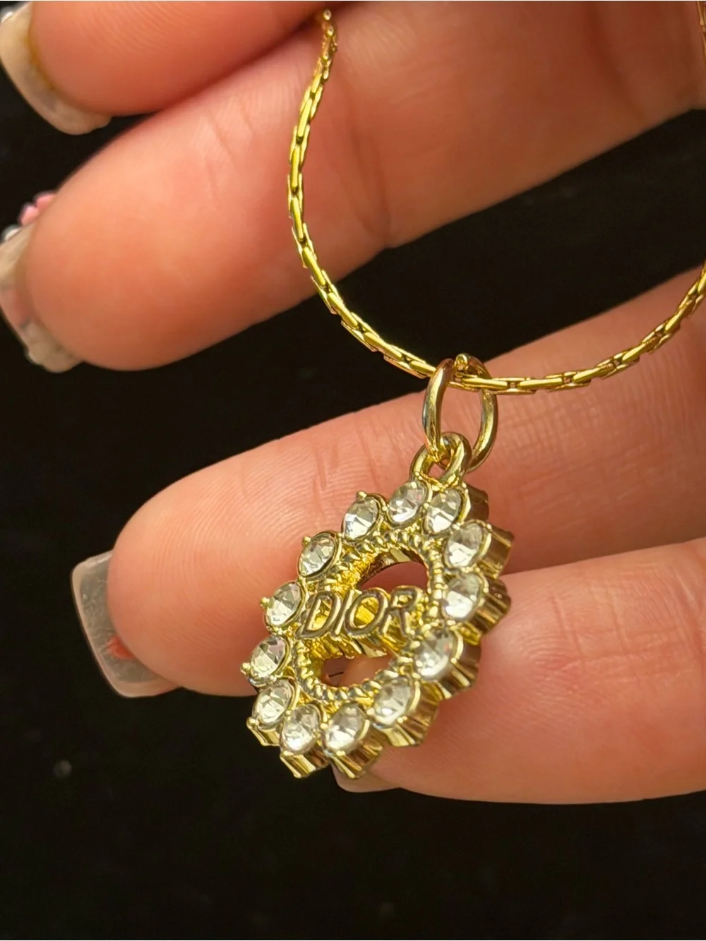 Dior gold and pearl charm necklace